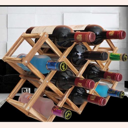 מדף בקבוקי יינות דקוראטיבי מעץ
