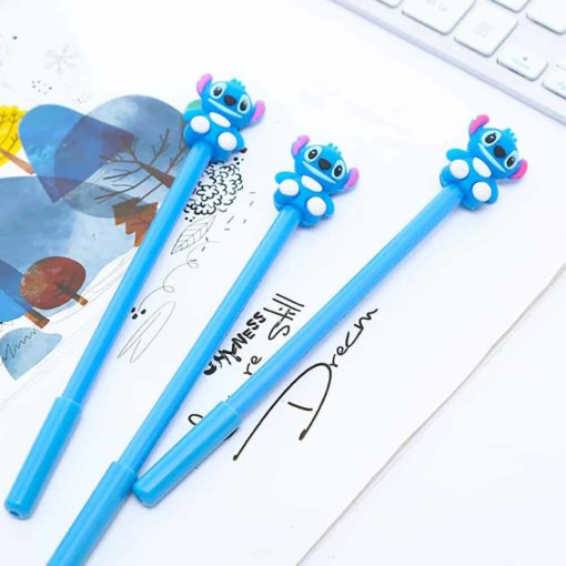 Korean Fancy Cute Cool Kawai Stitch Gel Pen Anime Blue Kawaii Stationery Office Accessory Stationary Back 1