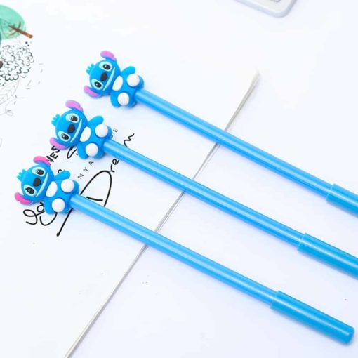 Korean Fancy Cute Cool Kawai Stitch Gel Pen Anime Blue Kawaii Stationery Office Accessory Stationary Back 2