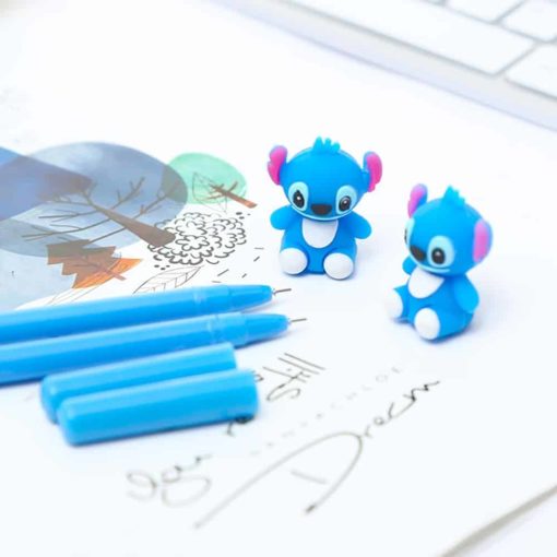 Korean Fancy Cute Cool Kawai Stitch Gel Pen Anime Blue Kawaii Stationery Office Accessory Stationary Back 3