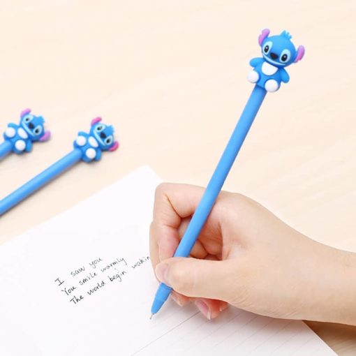Korean Fancy Cute Cool Kawai Stitch Gel Pen Anime Blue Kawaii Stationery Office Accessory Stationary Back 5
