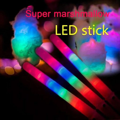 Led Cotton Candy Cones Colorful Glowing Marshmallow Sticks 3