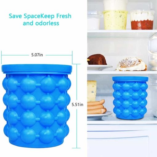 Dropshipping Portable 2 in 1 Large Silicone Ice Bucket Mold with Lid Space Saving Cube Maker 1