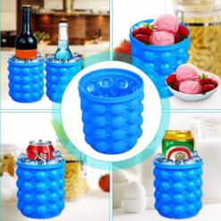 Dropshipping Portable 2 in 1 Large Silicone Ice Bucket Mold with Lid Space Saving Cube Maker 3