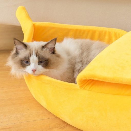 Funny Banana Cat Bed House Cute Cozy Cat Mat Beds Warm Durable Portable Pet Basket Kennel 1