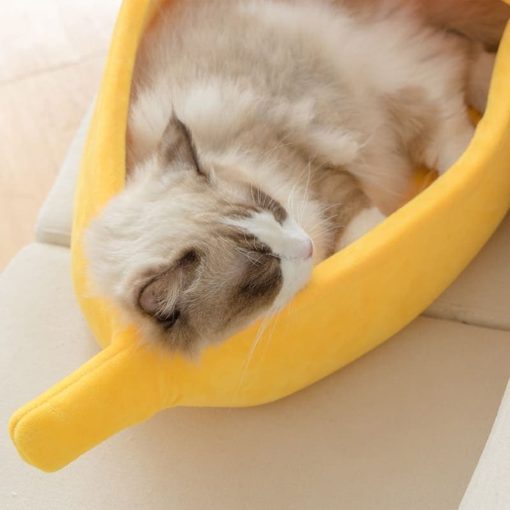Funny Banana Cat Bed House Cute Cozy Cat Mat Beds Warm Durable Portable Pet Basket Kennel 2