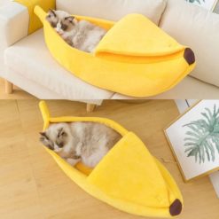 Funny Banana Cat Bed House Cute Cozy Cat Mat Beds Warm Durable Portable Pet Basket Kennel