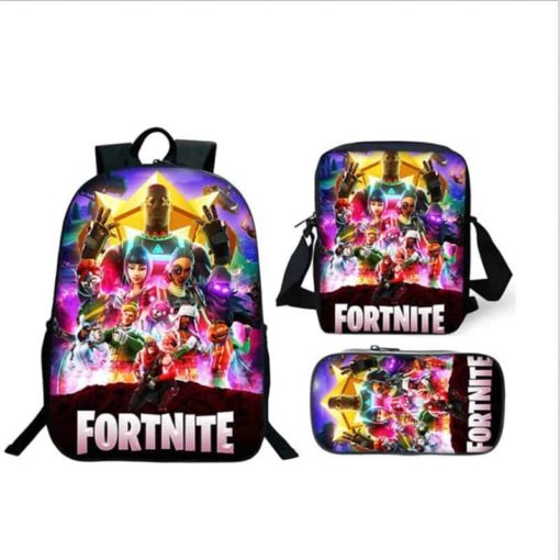 3pcs set Kid Child Schoolbag Fortnite Backpack Schoolbag Cool Waterproof Schoolbag Fortress Night Student School Bag 2