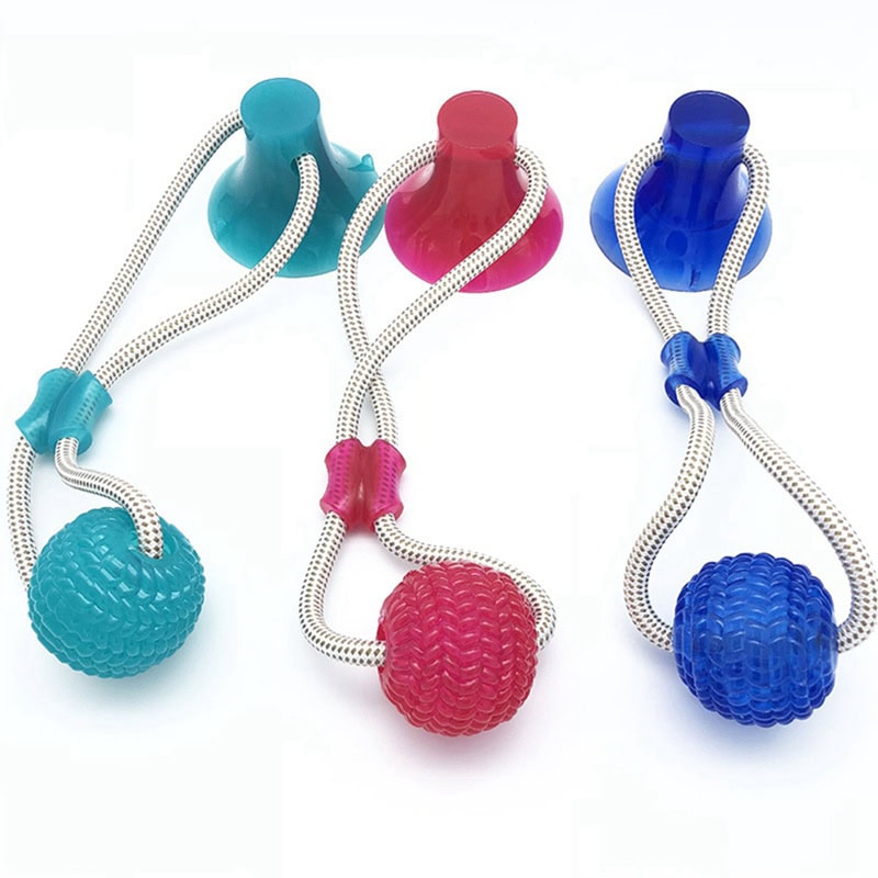 Dog Interactive Suction Cup Push TPR Ball Toys Elastic Ropes Dog Tooth Cleaning Chewing Playing IQ Treat Toys Pet Supplies